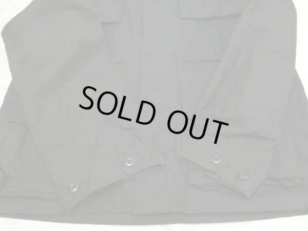 画像7: 80s US MILITARY CIVILIAN HOT WEATHER COMBAT BLACK RIP STOP BDU JACKET DEAD STOCK (7)