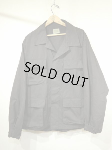 画像1: 80s US MILITARY CIVILIAN HOT WEATHER COMBAT BLACK RIP STOP BDU JACKET DEAD STOCK (1)