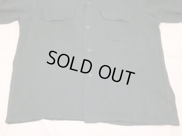 画像6: 40s 50s ARROW BLANK PLAIN GREEN RAYON GABARDINE SQUARE SHIRT with HAND STITCH (6)