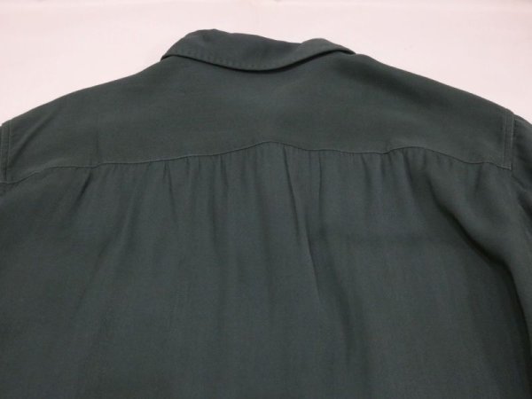 画像10: 40s 50s ARROW BLANK PLAIN GREEN RAYON GABARDINE SQUARE SHIRT with HAND STITCH (10)