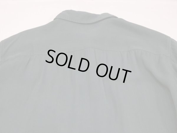 画像10: 40s 50s ARROW BLANK PLAIN GREEN RAYON GABARDINE SQUARE SHIRT with HAND STITCH (10)