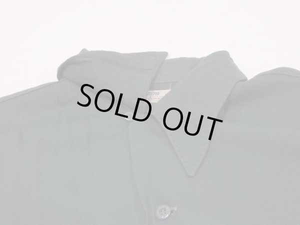 画像5: 40s 50s ARROW BLANK PLAIN GREEN RAYON GABARDINE SQUARE SHIRT with HAND STITCH (5)