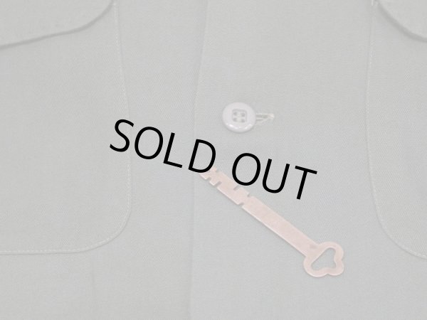 画像8: 40s 50s ARROW BLANK PLAIN GREEN RAYON GABARDINE SQUARE SHIRT with HAND STITCH (8)