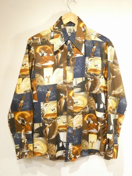 画像1: 70s KENINGTON Walt Disney FANTASIA MOVIE MICKEY MOUSE PHOTO PRINT SHIRT (1)