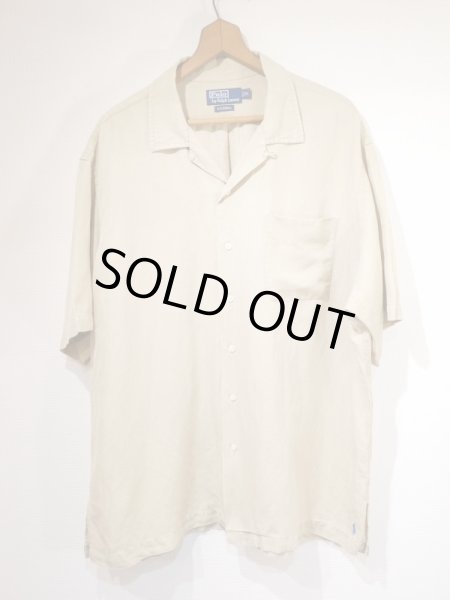 画像1: 90s Polo Ralph Lauren CALDWELL LINEN SILK OPEN COLLAR S/S SHIRT  (1)