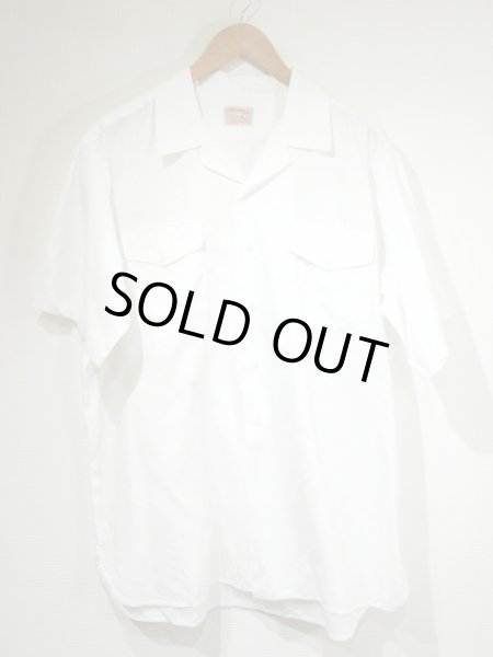 画像1: 50s CREIGHTON US NAVY USN WHITE COTTON UTILITY SHIRT (1)
