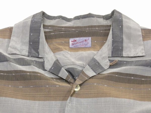 画像4: 50s Westward-Ho！by gilmar HORIZONTAL STRIPES BORDER OPEN COLLAR BOX SHIRT (4)