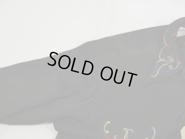 画像7: 50s Regent BLACK PLAIN SOLID LOOP COLLAR RAYON GABARDINE SHIRT with EMBROIDERED (7)