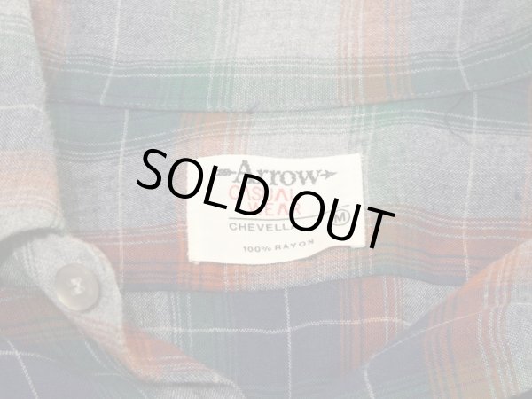 画像3: 70s ARROW CHEVELLA OMBRE SHADOW PLAID CHECK RAYON BOX SHIRT (3)