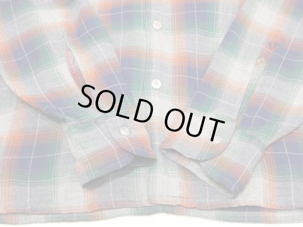 画像7: 70s ARROW CHEVELLA OMBRE SHADOW PLAID CHECK RAYON BOX SHIRT (7)