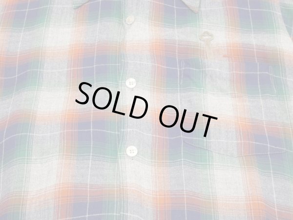 画像5: 70s ARROW CHEVELLA OMBRE SHADOW PLAID CHECK RAYON BOX SHIRT (5)
