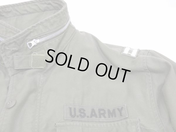 画像4: 60s US ARMY M-65 COTTON SATEEN OG-107 FIELD JACKET 1ST TYPE with CAPTAIN PATCH (4)