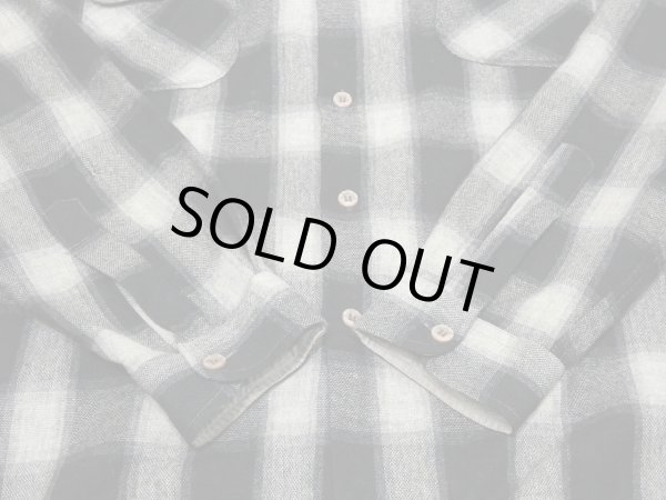 画像9: 60s 70s Cascade OMBRE SHADOW PLAID OPEN COLLAR WOOL SHIRT (9)