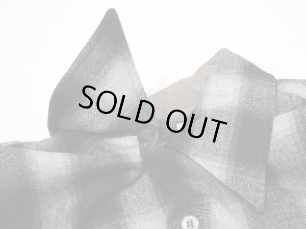 画像5: 60s 70s Cascade OMBRE SHADOW PLAID OPEN COLLAR WOOL SHIRT (5)