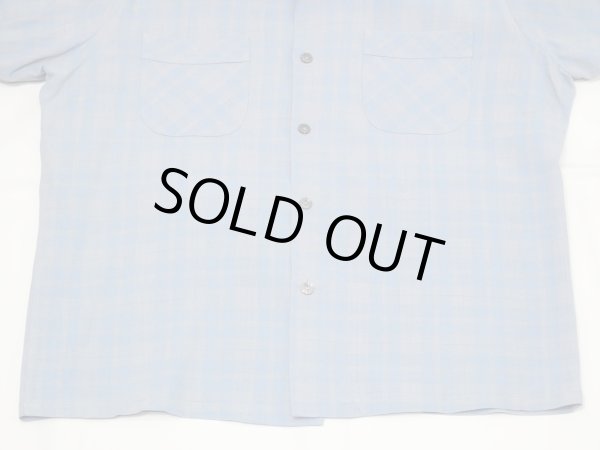 画像6: 50s 60s UNKNOWN GRADATION OMBRE PLAID AND NEP RAYON BOX SHIRT with HAND STITCH (6)