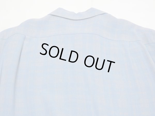 画像13: 50s 60s UNKNOWN GRADATION OMBRE PLAID AND NEP RAYON BOX SHIRT with HAND STITCH (13)