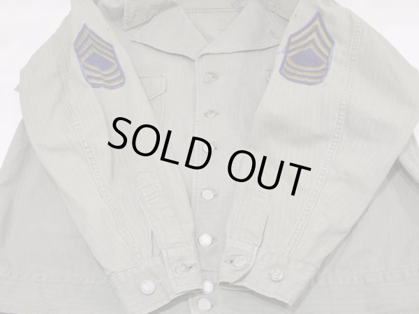 画像13: 40s US ARMY M-41（M-42) TWO-TONE HBT HERRINGBONE TWILL UTILITY JACKET 1st TYPE (13)