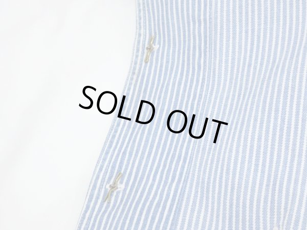 画像16: 40s BEST STAND COLLAR HICKORY STRIPE DENIM CHORE JACKET COVERALL with CHANGE BUTTON AND STENCIL (16)