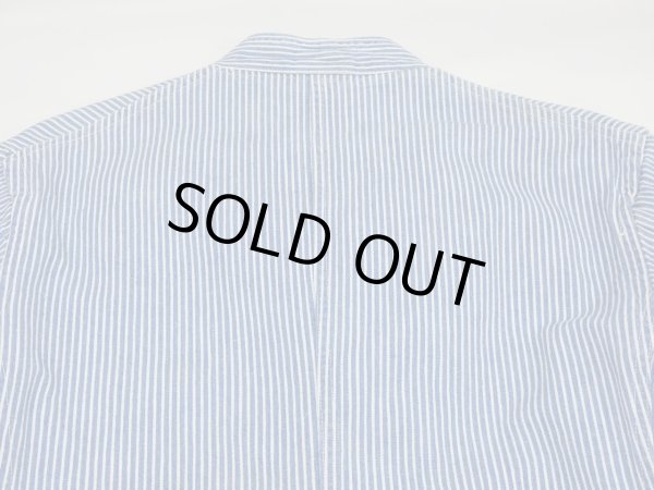 画像18: 40s BEST STAND COLLAR HICKORY STRIPE DENIM CHORE JACKET COVERALL with CHANGE BUTTON AND STENCIL (18)