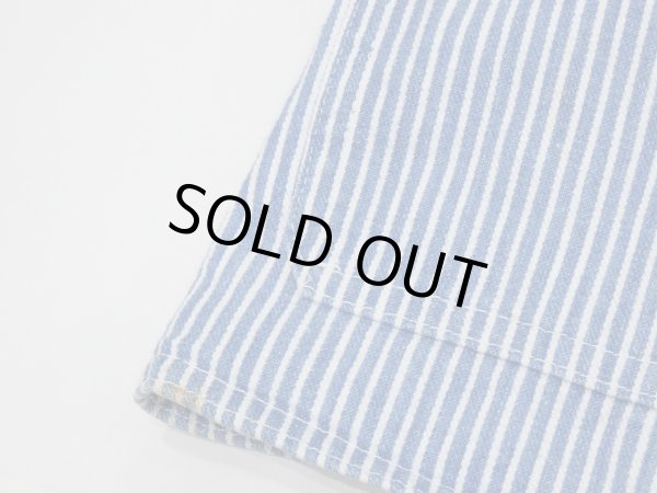 画像9: 40s BEST STAND COLLAR HICKORY STRIPE DENIM CHORE JACKET COVERALL with CHANGE BUTTON AND STENCIL (9)