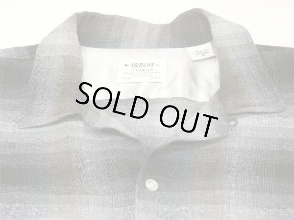 画像4: 60s ARROW CHEVELLA OMBRE SHADOW CHECK RAYON OPEN COLLAR BOX SHIRT L (4)