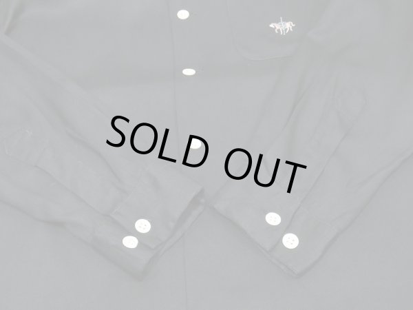 画像9: 50s CREIGHTON Sportswear BLACK PLAIN SOLID LOOP COLLAR RAYON SHIRT with EMBROIDED (9)