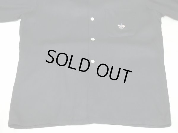 画像6: 50s CREIGHTON Sportswear BLACK PLAIN SOLID LOOP COLLAR RAYON SHIRT with EMBROIDED (6)