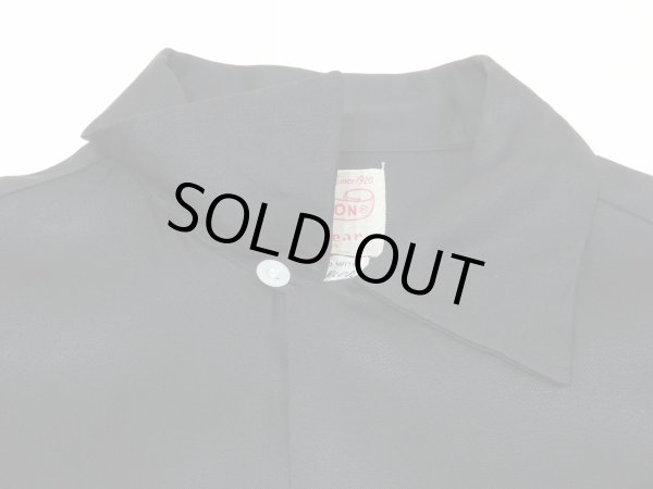 画像5: 50s CREIGHTON Sportswear BLACK PLAIN SOLID LOOP COLLAR RAYON SHIRT with EMBROIDED (5)