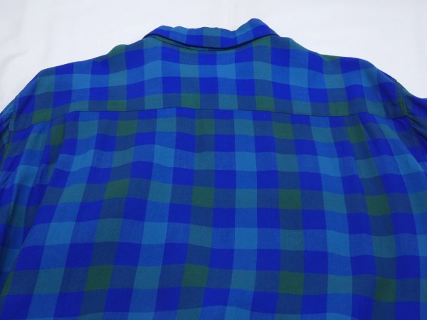 画像10: 50s Drayton BLOCK CHECK RAYON OPEN COLLAR BOX SHIRT (10)