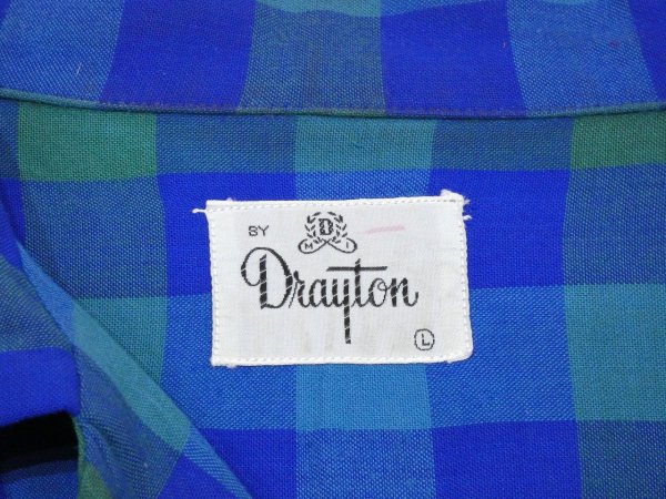 画像3: 50s Drayton BLOCK CHECK RAYON OPEN COLLAR BOX SHIRT (3)