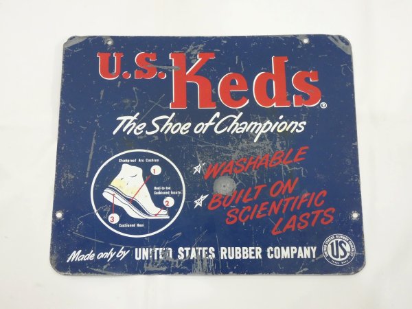 画像6: 40s 50s US Keds ADVERTISING BOTH SIDE METAL SIGN (6)