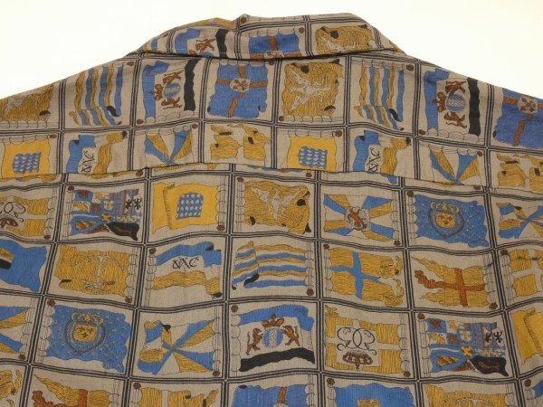 画像9: 60s Sutton FLAG PANEL ALL OVER PATTERN SQUARE SHIRT (9)