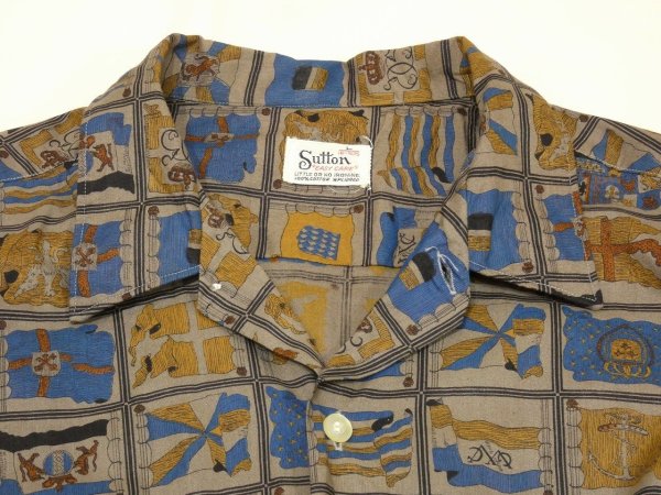 画像4: 60s Sutton FLAG PANEL ALL OVER PATTERN SQUARE SHIRT (4)