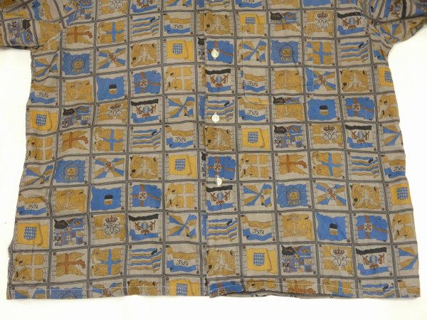 画像6: 60s Sutton FLAG PANEL ALL OVER PATTERN SQUARE SHIRT (6)