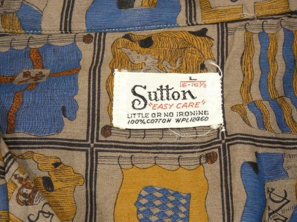 画像3: 60s Sutton FLAG PANEL ALL OVER PATTERN SQUARE SHIRT (3)