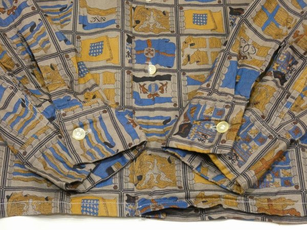 画像8: 60s Sutton FLAG PANEL ALL OVER PATTERN SQUARE SHIRT (8)