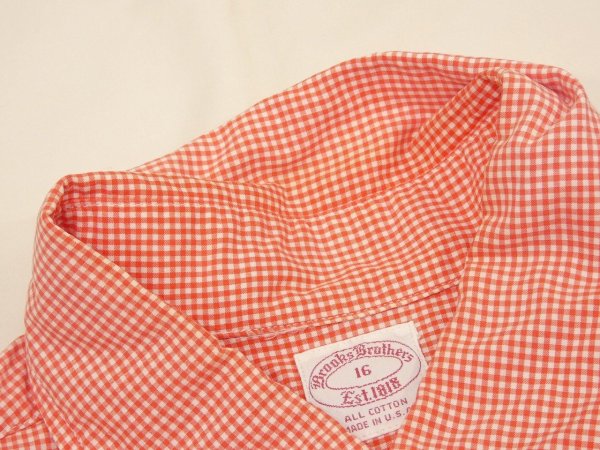 画像6: 〜 70s BROOKS BROTHERS POLO COLLAR GINGHAM CHECK S/S SHIRT (6)