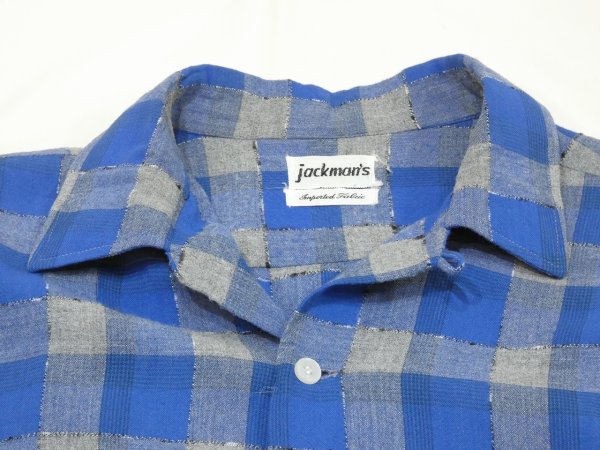 画像4: 60s jackman's GRADATION CHECK WOVEN NEP PLAID LOOP COLLAR RAYON SHIRT  (4)