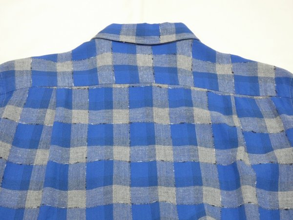 画像10: 60s jackman's GRADATION CHECK WOVEN NEP PLAID LOOP COLLAR RAYON SHIRT  (10)