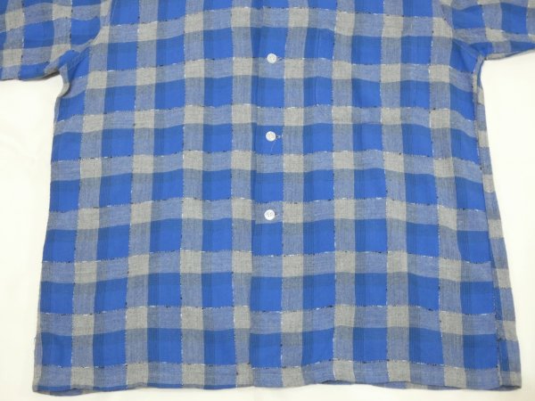 画像7: 60s jackman's GRADATION CHECK WOVEN NEP PLAID LOOP COLLAR RAYON SHIRT  (7)