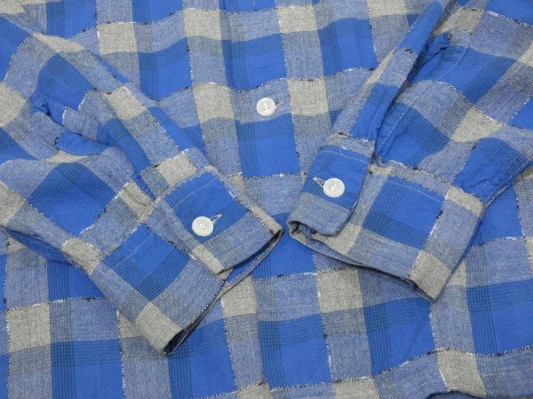 画像9: 60s jackman's GRADATION CHECK WOVEN NEP PLAID LOOP COLLAR RAYON SHIRT  (9)