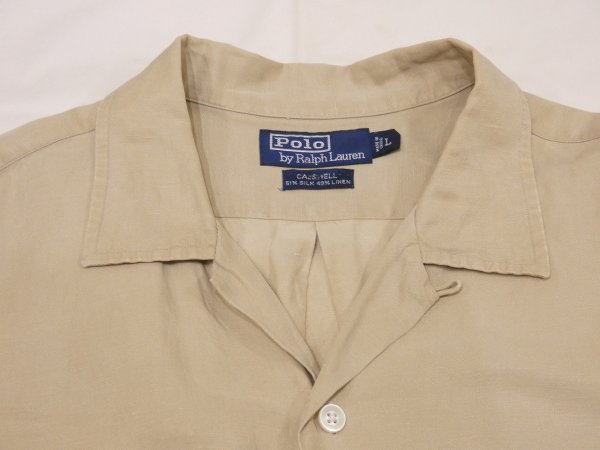画像4: 90s 00s Polo Ralph Lauren CALDWELL BIG POLO LINEN SILK OPEN COLLAR S/S SHIRT  (4)
