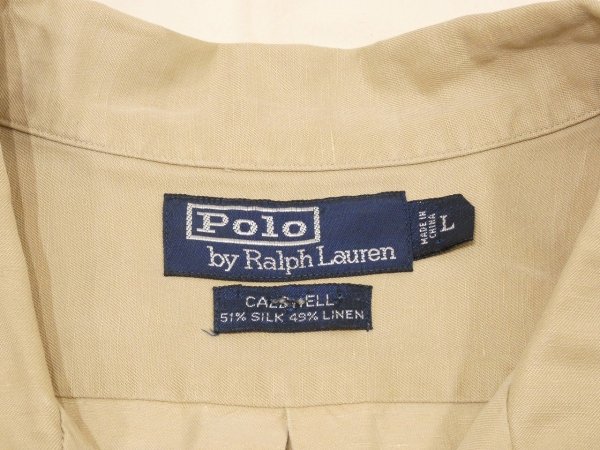 画像3: 90s 00s Polo Ralph Lauren CALDWELL BIG POLO LINEN SILK OPEN COLLAR S/S SHIRT  (3)