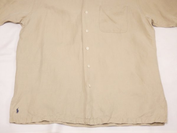 画像6: 90s 00s Polo Ralph Lauren CALDWELL BIG POLO LINEN SILK OPEN COLLAR S/S SHIRT  (6)