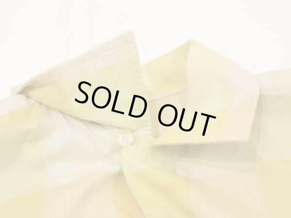 画像5: 60s UNKNOWN LOOP COLLAR BLOCK CHECK COTTON S/S SHIRT (5)