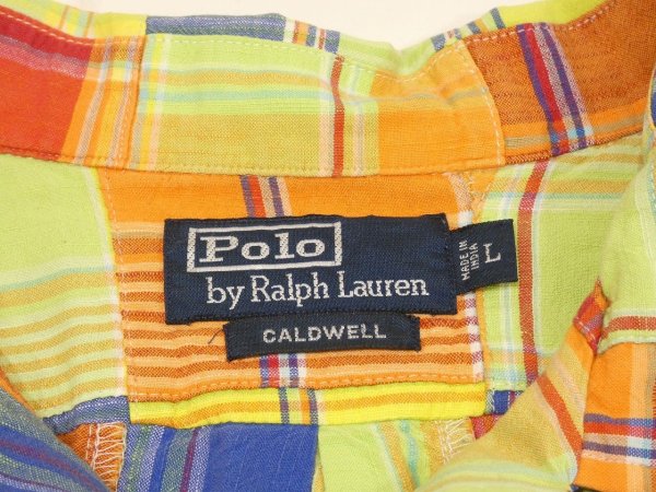 画像3: 90s 00s Polo Ralph Lauren CALDWELL PATCHWORK COTTON LOOP COLLAR S/S SHIRT BIG POLO (3)