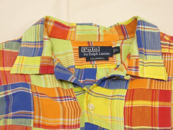 画像4: 90s 00s Polo Ralph Lauren CALDWELL PATCHWORK COTTON LOOP COLLAR S/S SHIRT BIG POLO (4)