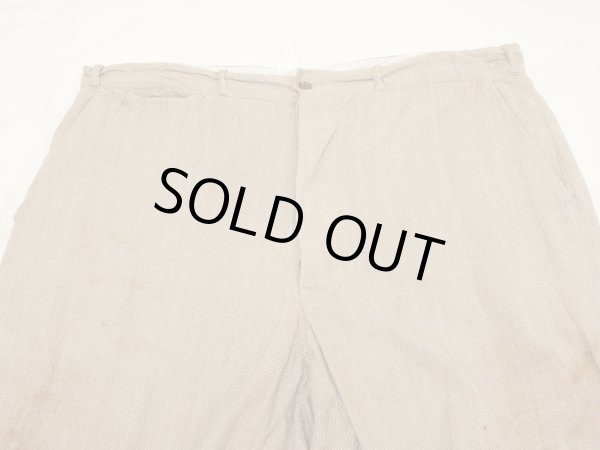 画像4: 30s 40s UNKNOWN COTTON HBT WORK TROUSERS PANTS  (4)