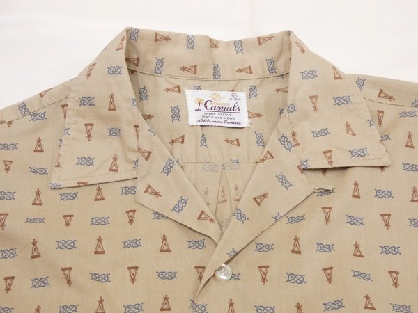 画像4: 60s NORRIS Casuals GRIEF KNOT & COMPASS PATTERN S/ S SHIRT (4)