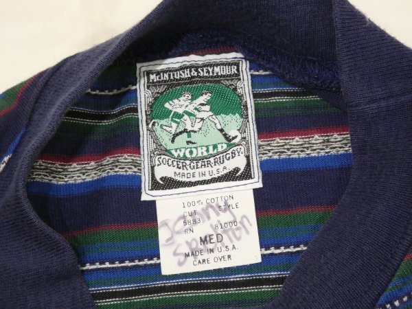 画像3: 90s McINTOSH＆SEYMOUR  JACQUARD MULTI BORDER T-SHIRT MADE IN USA (3)